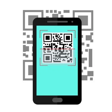 Illustration Scan QR code to smartphone. Flat vector infographics. Stock Illustration