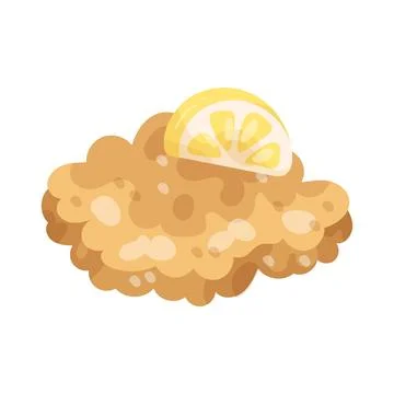Illustration of schnitzel with lemon slice Stock Illustration