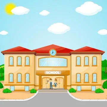 Illustration of school building for back to school banner Stock Illustration