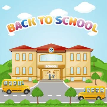 Illustration of school building for back to school banner Stock Illustration
