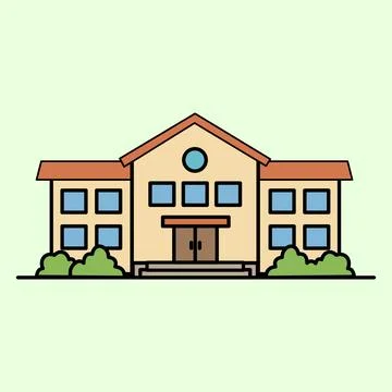 Illustration of a school building with a simple design Stock Illustration