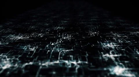 Illustration of sci-fi tech motherboard on a dark background Illustrazione stock