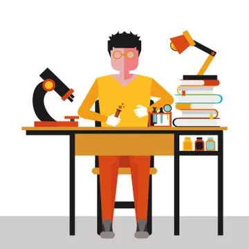 Illustration of a scientist in the workplace Stock Illustration