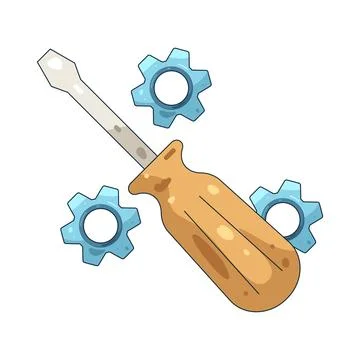 Illustration of screwdriver with gears Illustrazione stock