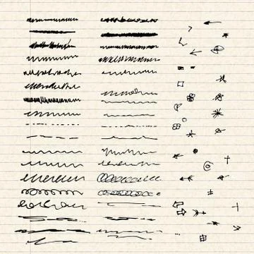 Illustration of scribbles on a sheet of lined paper Illustrazione stock