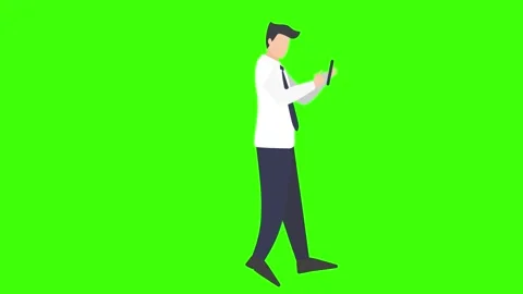 Illustration of scrolling playing cellphone while walking Stock Footage 243363643