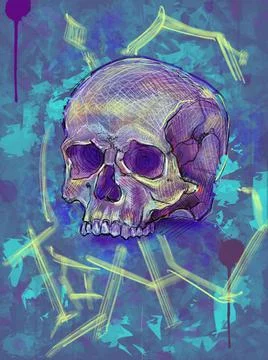 Illustration of a scull on abstract background Stockillustratie