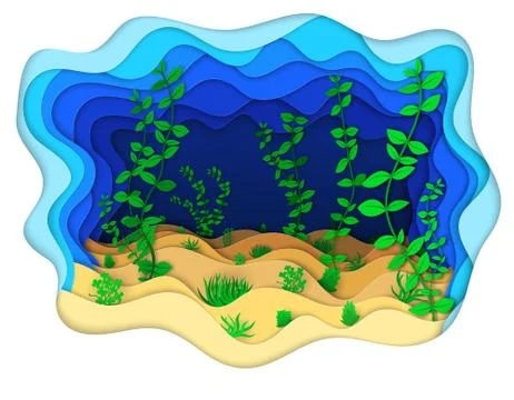 Illustration of a seabed with green algae Illustrazione stock