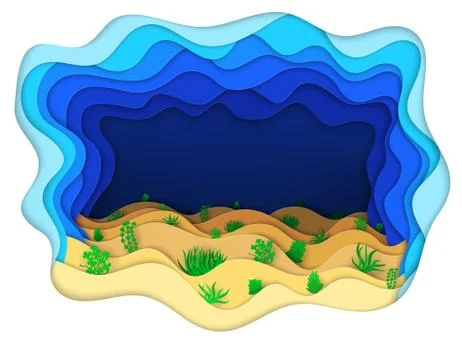 Illustration of a seabed with green algae Stock Illustration