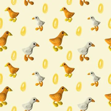 Illustration seamless children's pattern plasticine ducks with eggs Stock Illustration