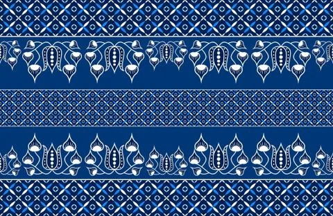 Illustration of a seamless flower pattern with a blue background texture fabr Stock Illustration