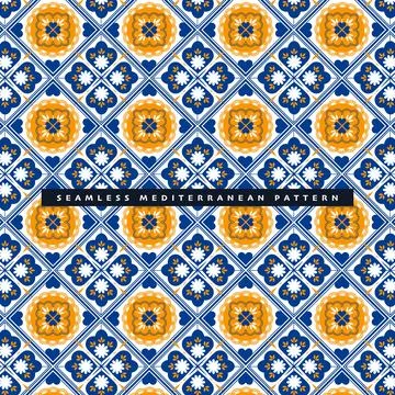 Illustration Seamless geometric floor tile Mediterranean pattern set Stock Illustration