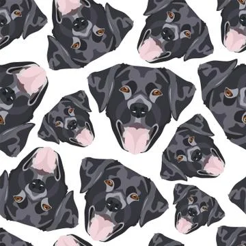 Illustration seamless pattern black Labrador. Stock Illustration