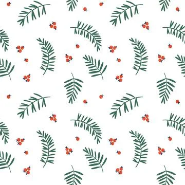 Illustration of a seamless pattern from the branches of mountain ash, berries Stock Illustration