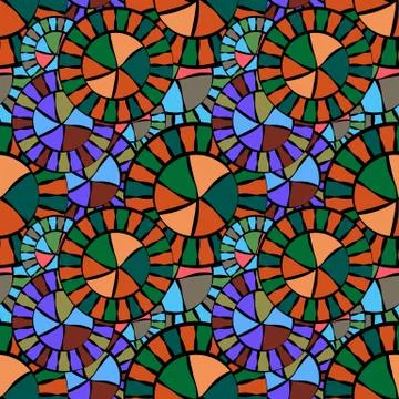 Illustration of seamless pattern of circular ornament of different colors Stock Illustration