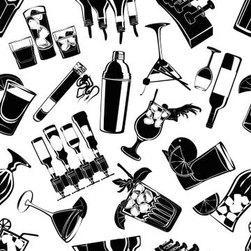 Illustration Seamless Pattern Cocktailbar 스톡 일러스트