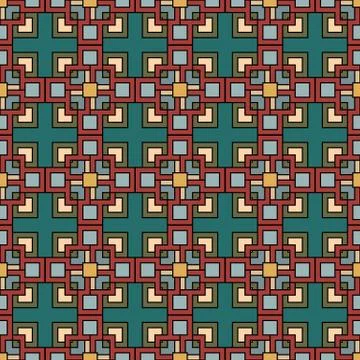 Illustration of seamless pattern of different geometric square shapes arrange Stock Illustration