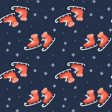 Illustration of a seamless pattern from ice skates. Suitable for winter theme Stock Illustration