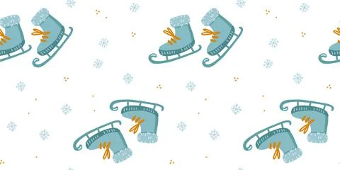 Illustration of a seamless pattern from ice skates. Suitable for winter theme Stock Illustration