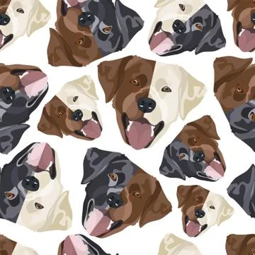 Illustration seamless pattern Labrador diversity. 스톡 일러스트