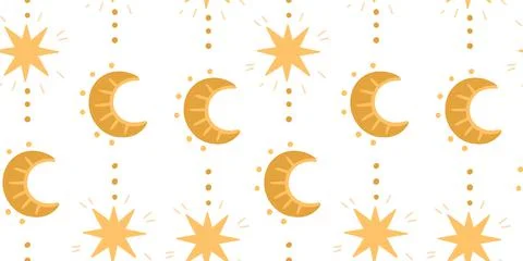 Illustration of a seamless pattern from the moon and stars. Simple cute style Stock Illustration
