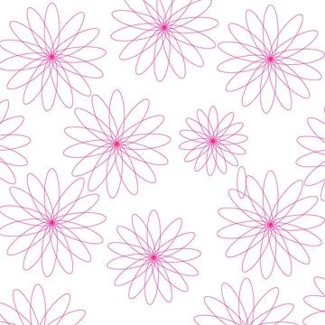 Illustration of a seamless pattern of pink flowers on a white background Illustrazione stock
