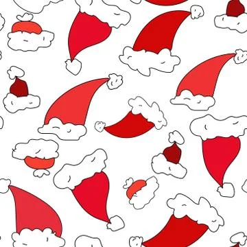 Illustration seamless pattern with santa red hats in different sizes イラスト素材