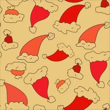 Illustration seamless pattern with santa red hats in different sizes イラスト素材