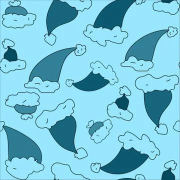 Illustration seamless pattern with santa red hats in different sizes イラスト素材