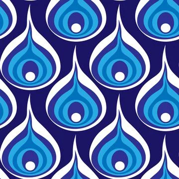 Illustration A seamless pattern on a square background - a peacock feather or Illustrazione stock