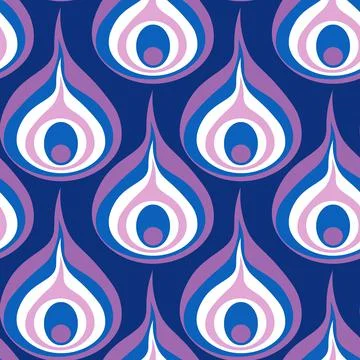 Illustration A seamless pattern on a square background - a peacock feather or Illustrazione stock