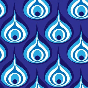 Illustration A seamless pattern on a square background - a peacock feather or Illustrazione stock