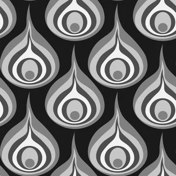 Illustration A seamless pattern on a square background - a peacock feather or Stock Illustration