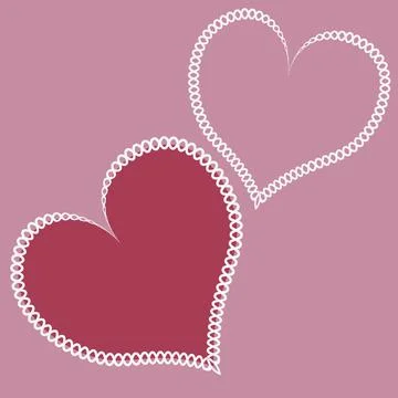 Illustration - Seamless pattern on a square background - hearts made of fabri 스톡 일러스트