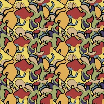 Illustration of a seamless pattern of various geometric shapes randomly space Stock Illustration