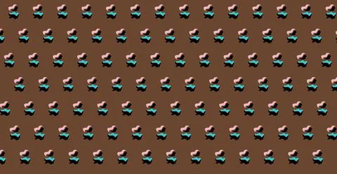 Illustration of a seamless squiggly colorful pattern on a brown background 스톡 일러스트