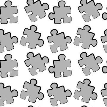 Illustration - Seamless texture, pattern - puzzles. Minimalism, pastiche. Stock Illustration