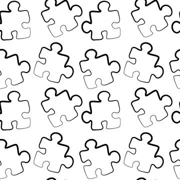 Illustration - Seamless texture, pattern - puzzles. Minimalism, pastiche. Stock Illustration