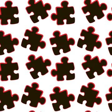 Illustration - Seamless texture, pattern - puzzles. Minimalism, pastiche. Stock Illustration
