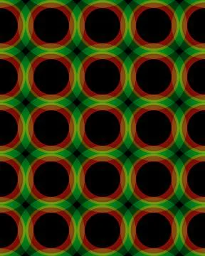 Illustration of a seamless tile pattern with green and red circles overlapping e Illustrazione stock