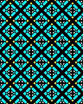 Illustration of a seamless tile pattern with ornaments in blue, white and  Stock Illustration
