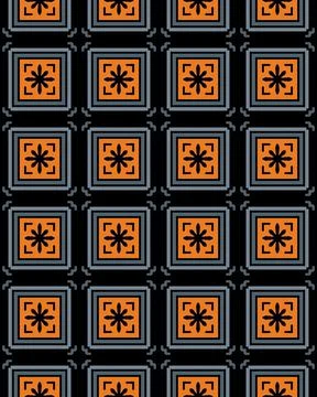 Illustration of a seamless tile pattern with squared ornaments in orange, gray Illustrazione stock