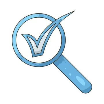Illustration of search with a checkmark 스톡 일러스트