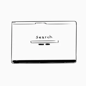 Illustration of search icon on computer screen against white background Illustrazione stock