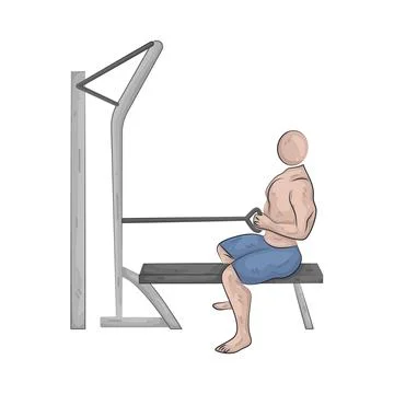Illustration of seated cable row Stock Illustration