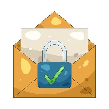 Illustration of secure mail envelope with a lock Stock-Illustration