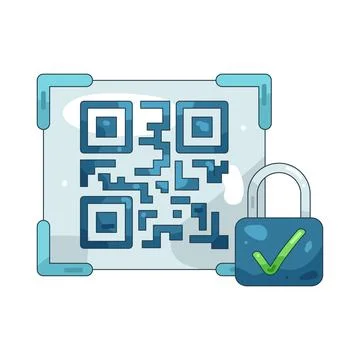 Illustration of secured QR code with a lock Stock Illustration