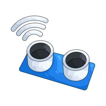 Illustration of sensor with signal wave Stock Illustration