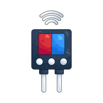 Illustration of sensor with signal wave Stock Illustration