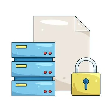 Illustration of Server Security and Data Protection Stock Illustration
